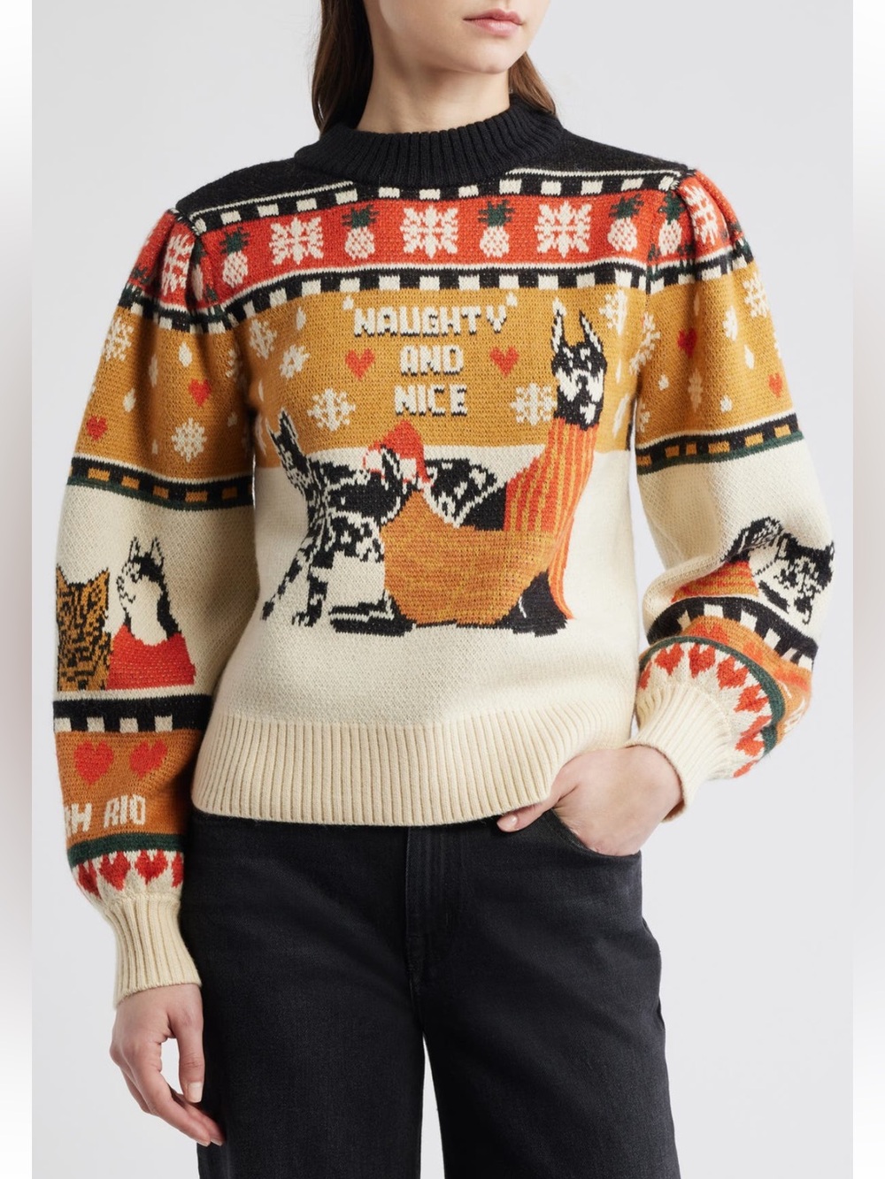 Farm Rio Naughty & Nice Fair Isle Sweater